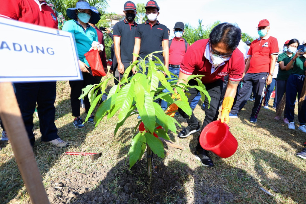 Wujud Konsep Taru Prana Bhuana, Bupati Giri Prasta Pimpin Gerakan Serentak Penanaman Pohon di Munggu